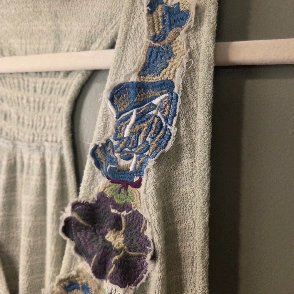 Free People Women's Frida Embroidered Faux Wrap Tank Top Size M Floral Mint